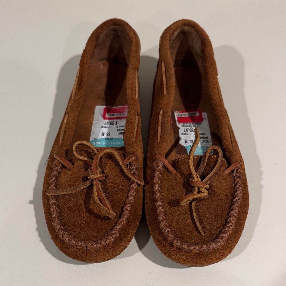 Minnetonka Tan Suede Moccasins
